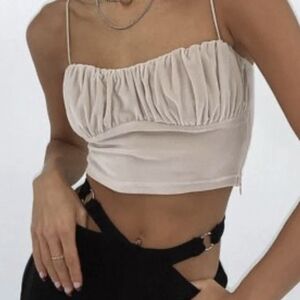 Princess Polly Cream Ruched Camisole